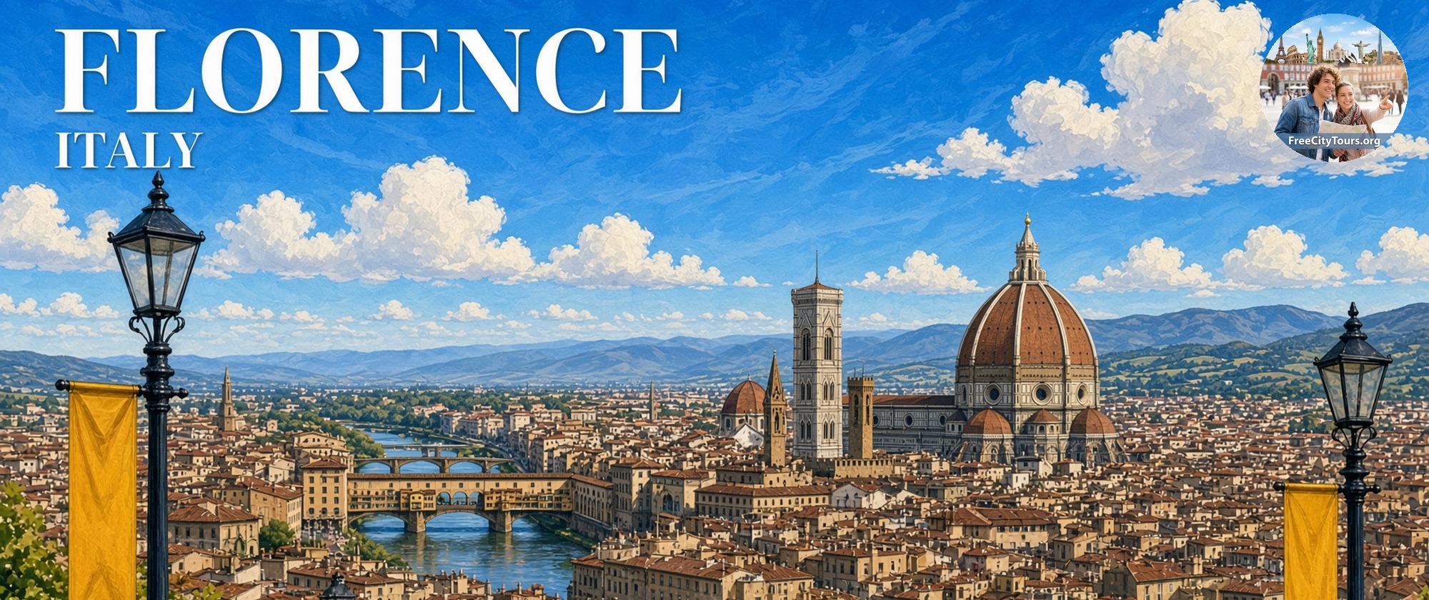 Florence walking tour banner: the city of Florence, Italy