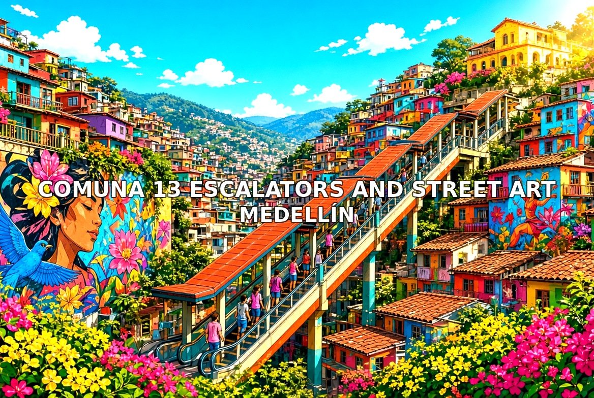 Comuna 13 Escalators and Street Art MedellÃ­n