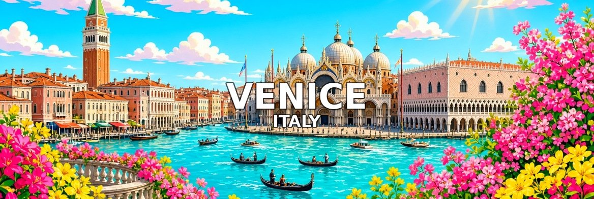 Venice walking tour banner: the canals of Venice, Italy